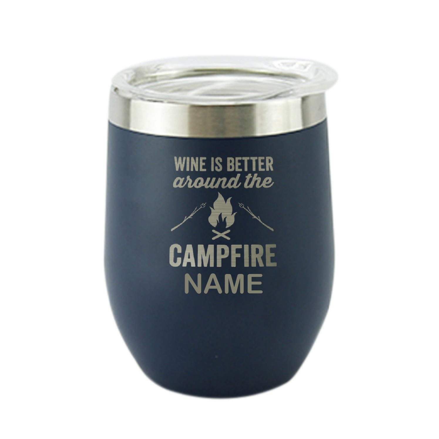 Campfire Blue Wine Personalised Vacuum Insulated Stainless Steel Tumbler with Lid